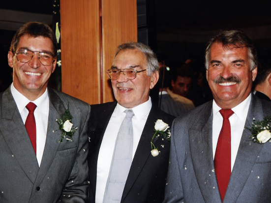 Tim and Steven Lamprell with their father Henry (middle)